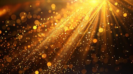 Golden Light Rays and Sparkling Dust Particles Create a Celestial Effect