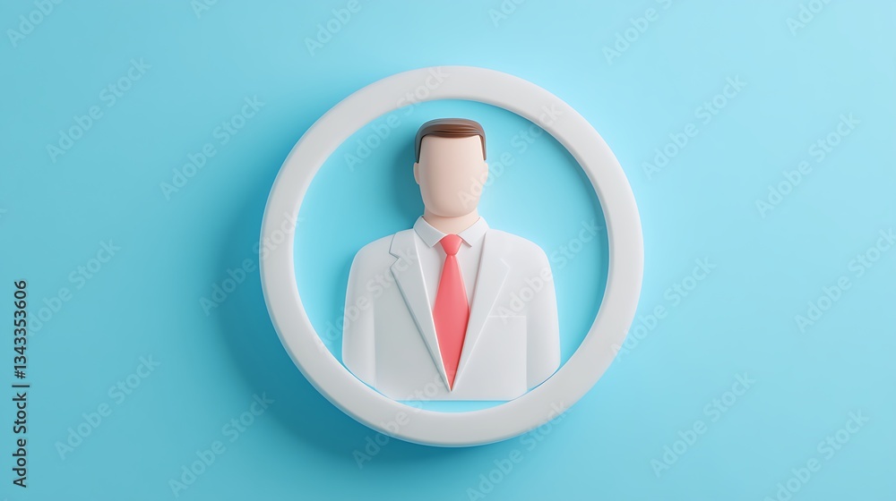 Aufkleber professional avatar design featuring a man in a suit with a red tie against a blue background in a c