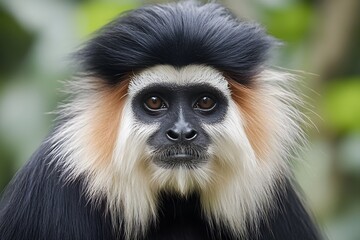 Black and White Colobus Monkey Portrait