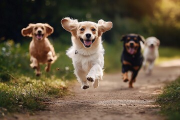Happy pets creating treasured memories in an open field.