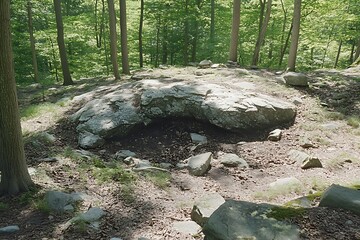 Fototapeta premium Woodland Rock Formation for Sunny Forest.