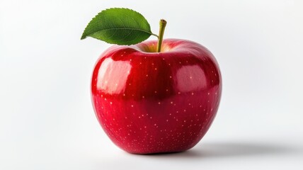 A fresh red apple with a smooth, shiny surface isolated on a transparent background.