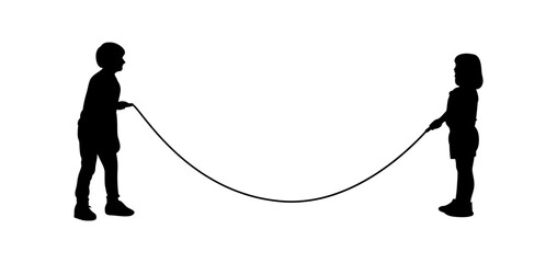 A small child and an adult are playing with a jump rope together vector illustration.