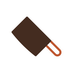 Stylized Meat Cleaver, Brown Flat Design Icon