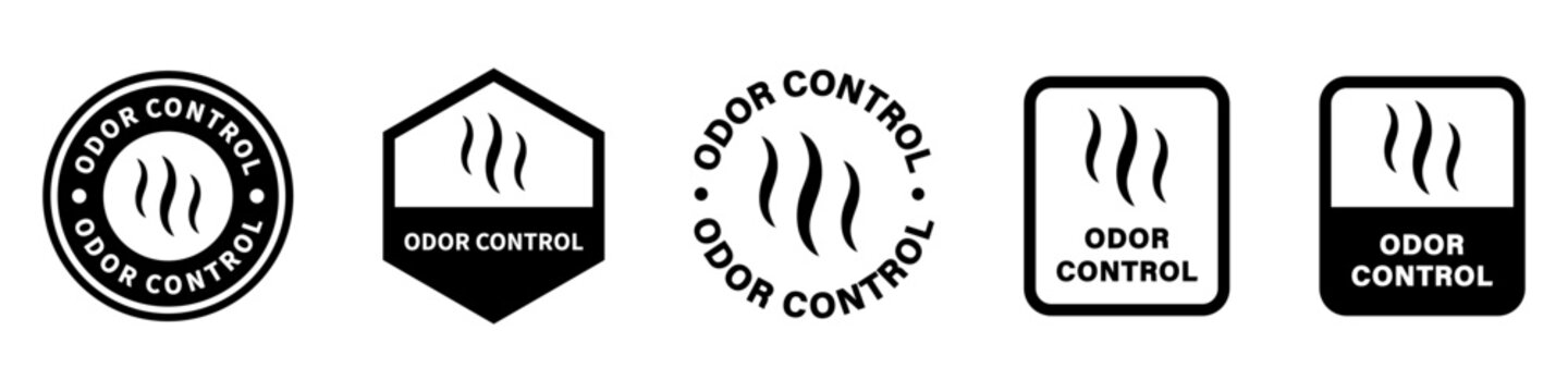 Odor control signs for feature label. Product information stickers. Vector isolated on white.