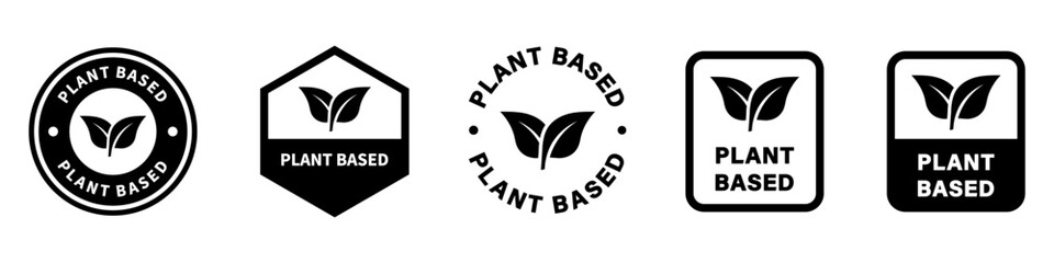 Plant based stickers for packaging. Product information labels isolated on white.