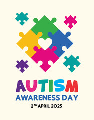 World autism awareness day 2025 poster illustration vector. social media post