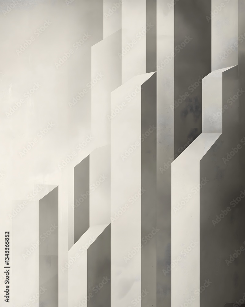 Poster abstract modern architecture with geometric concrete shapes and shadows