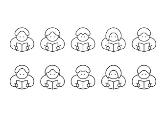 読書をする人物のシンプルなイラスト