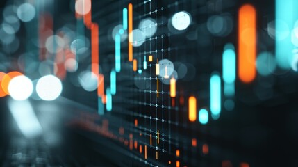 Fototapeta premium Business success concept with a transparent financial uptrend graph and a background businessman with soft blur effect. Graph remains ultra-sharp and clear. 