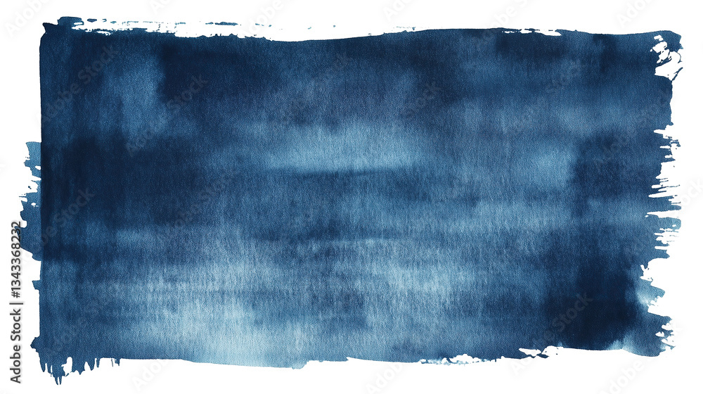 Wall mural dark blue watercolor rectangular square shape texture on white or transparent background