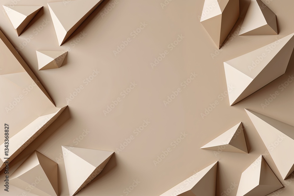 Poster minimalist beige background with modern triangular patterns for business design solutions