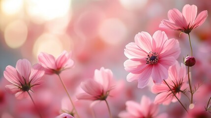 Obraz premium A vibrant backdrop of pink flowers, their delicate petals framing the scene like a brushstroke of joy.