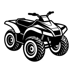 Fototapeta premium all-terrain vehicle (ATV) black silhouette vector, Simple silhouette Design vector icon with white background.