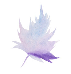 Watercolor pink and light purple leaf isolated illustration, pastel spring wedding stationery element