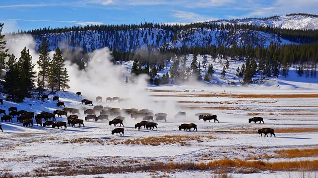 Bison in a national park.