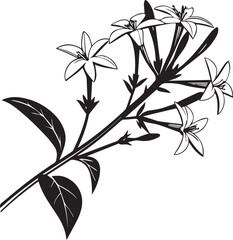 Naklejka premium black and white leaves, flower vector, flower vector illustration, flower silhouette vector black and white