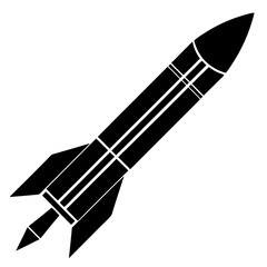 Fototapeta premium missile black silhouette vector, Simple silhouette Design vector icon with white background.