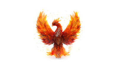 Phoenix low poly mythical bird background with abstract polygonal digital design