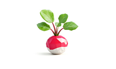 Radish low poly vegetable background with abstract polygonal digital design