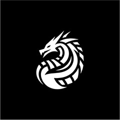 Geometric dragon solid silhouette logo vector for branding, gaming, and modern design concepts