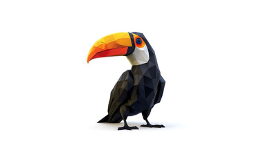 Toucan low poly bird background with abstract polygonal digital design
