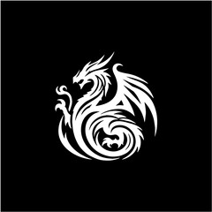 Geometric dragon solid silhouette logo vector for branding, gaming, and modern design concepts