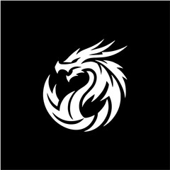 Geometric dragon solid silhouette logo vector for branding, gaming, and modern design concepts