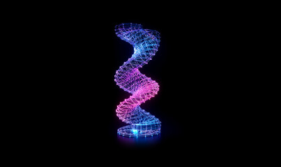 DNA helix low poly digital background with abstract polygonal design