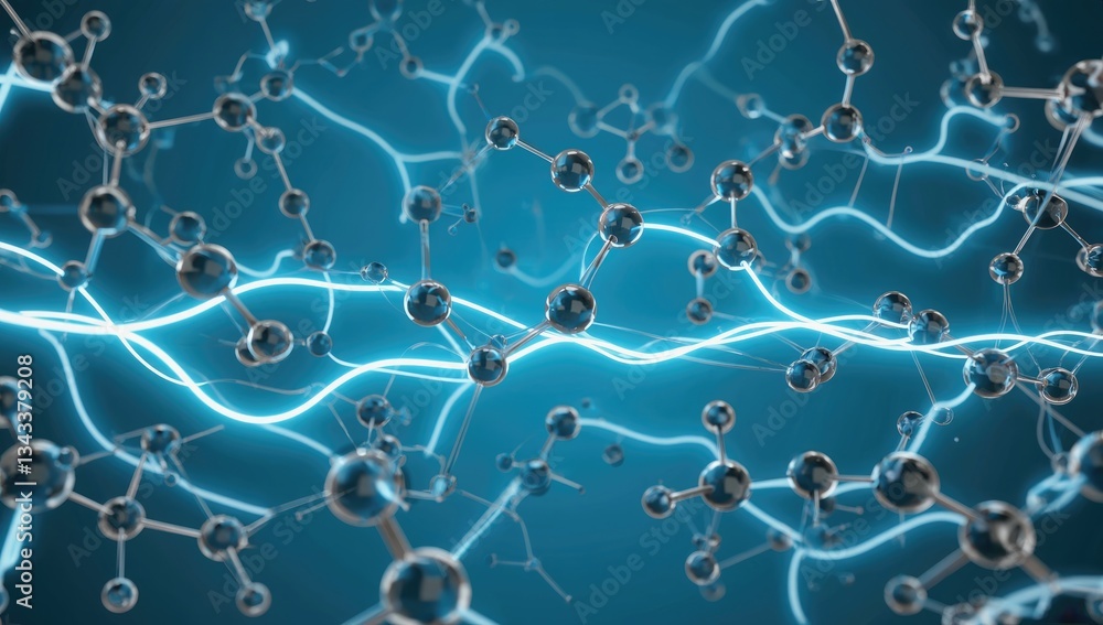 Poster electric molecular network: captivating image depicts a complex, interconnected network of molecules