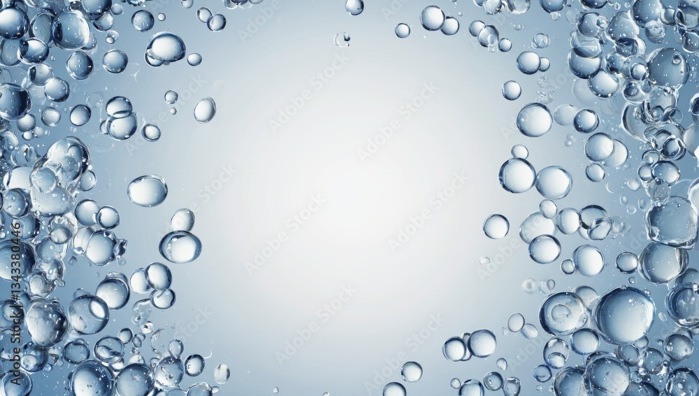 Aufkleber bubbles frame: delicate bubbles float and coalesce against a soft, gradient background, forming an e