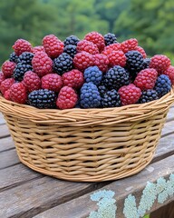 A basket overflowing with fresh summer berries