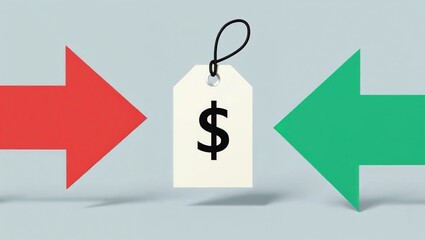 Supply and Demand Concept with Price Tag and Arrows