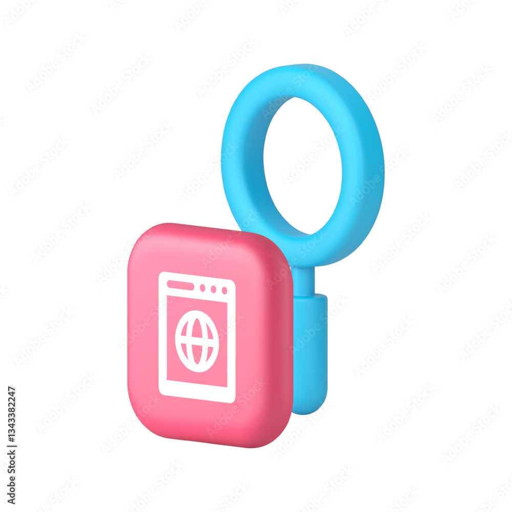 Poster internet information browsing website searching 3d icon realistic vector illustration. online web cy