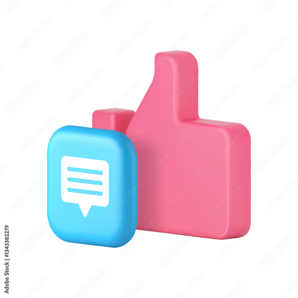 Poster social media network communication like comment follow subscribe 3d icon realistic vector illustrati