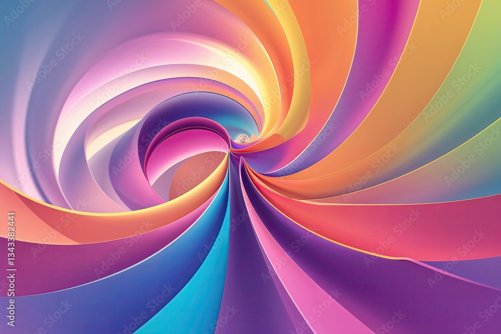 Poster vibrant modern gradient design with dynamic swirling arcs and geometric patterns