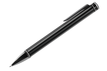 A sleek black pen resting elegantly on a white surface, perfect for writing down thoughts and ideas during a creative brainstorming session