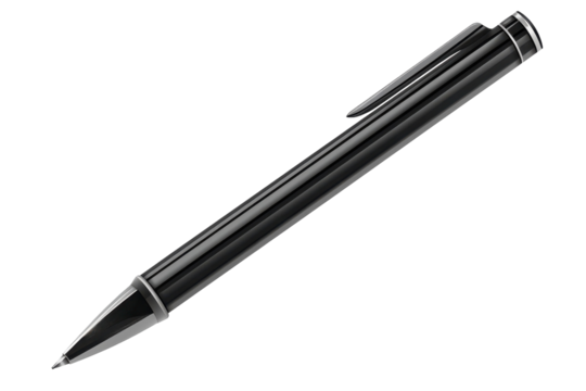 A sleek black pen resting elegantly on a white surface, perfect for writing down thoughts and ideas during a creative brainstorming session