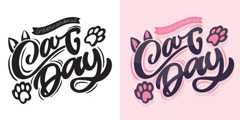 Cute hand drawn doodle lettering quote about cat. Lettering for t-shirt design, mug print, bag print, clothes fashion. 100% hand drawn vector image.