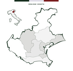 Regione Veneto in Italia - mappa vettoriale