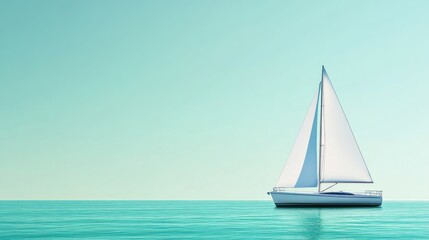 Obraz premium Space Sailboat Blue Perspective Pastel Vibe Horizon