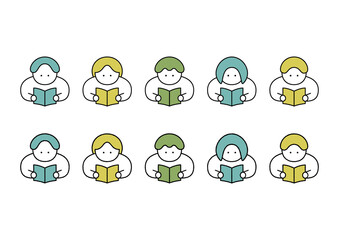 読書をする人物のシンプルなイラスト