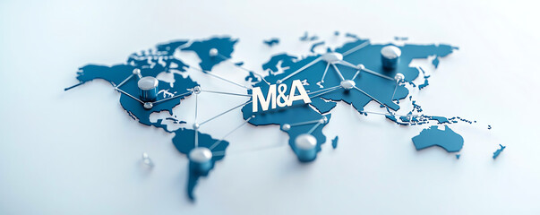 Global map highlighting merger and acquisition connections, showcasing business expansion