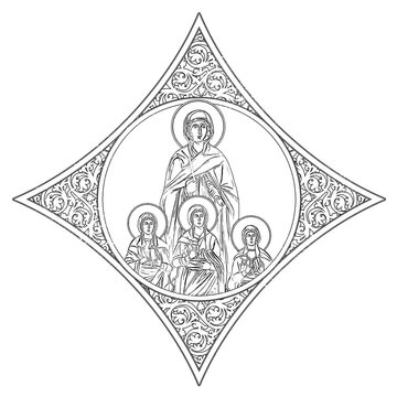 religious figures in diamond frame clip art preview