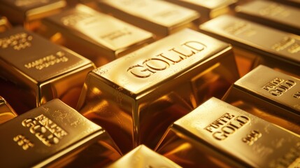 Pile of Shiny Gold Ingots: A Symbol of Wealth, Security and Prosperity
