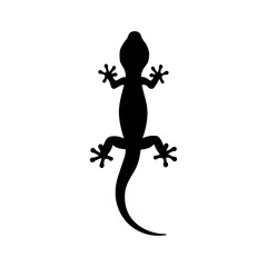 House gecko silhouette vector flat illustration design on white background. Black gecko vector.