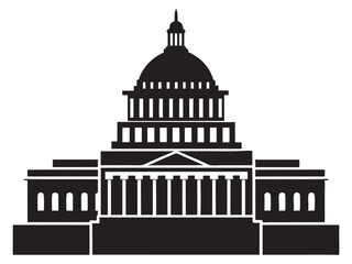 Washington Capitol in minimalist style. USA symbol vector silhouette illustration on white background