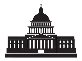Washington Capitol in minimalist style. USA symbol vector silhouette illustration on white background
