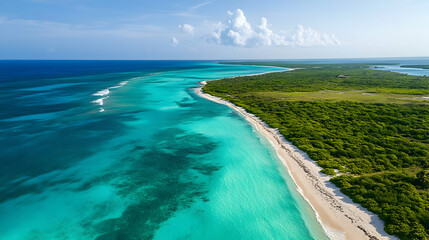 Obraz premium Stunning Aerial View of a Tropical Island Paradise Beach