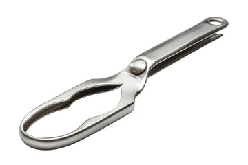 Obraz premium Sleek stainless steel bottle opener resting on a smooth surface with light reflections